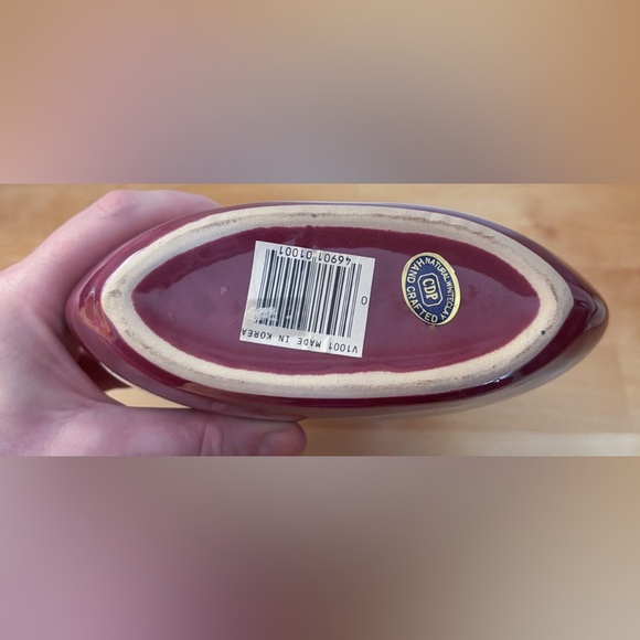 Vintage Asymmetrical Rim Maroon Vase Pottery Art Deco Romance Farmhouse MCM - Picture 7 of 8